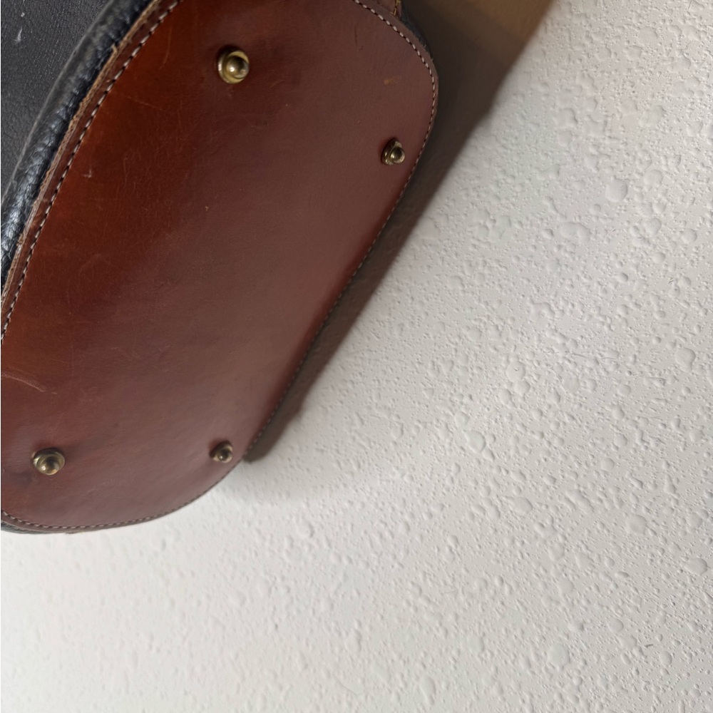 Dooney & Bourke Vintage 1980s Shopper Tote Bucket Bag Brown Canvas & Leather - Picture 5 of 12
